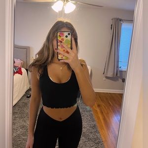 Ruffled black crop top